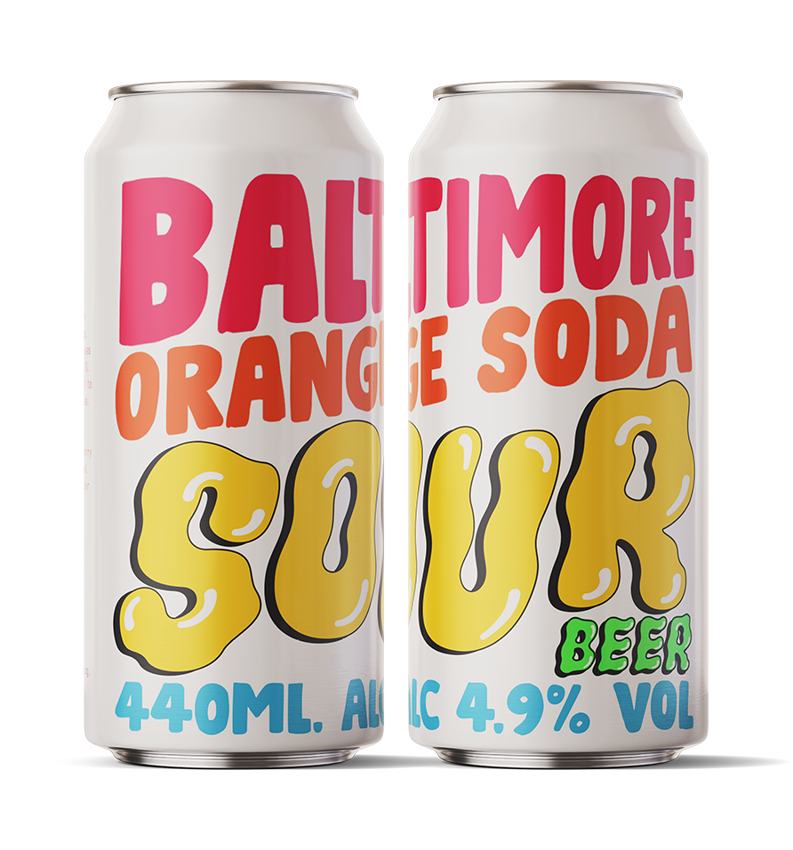 Two cans of Yikes Baltimore Orange Soda Sour Beer